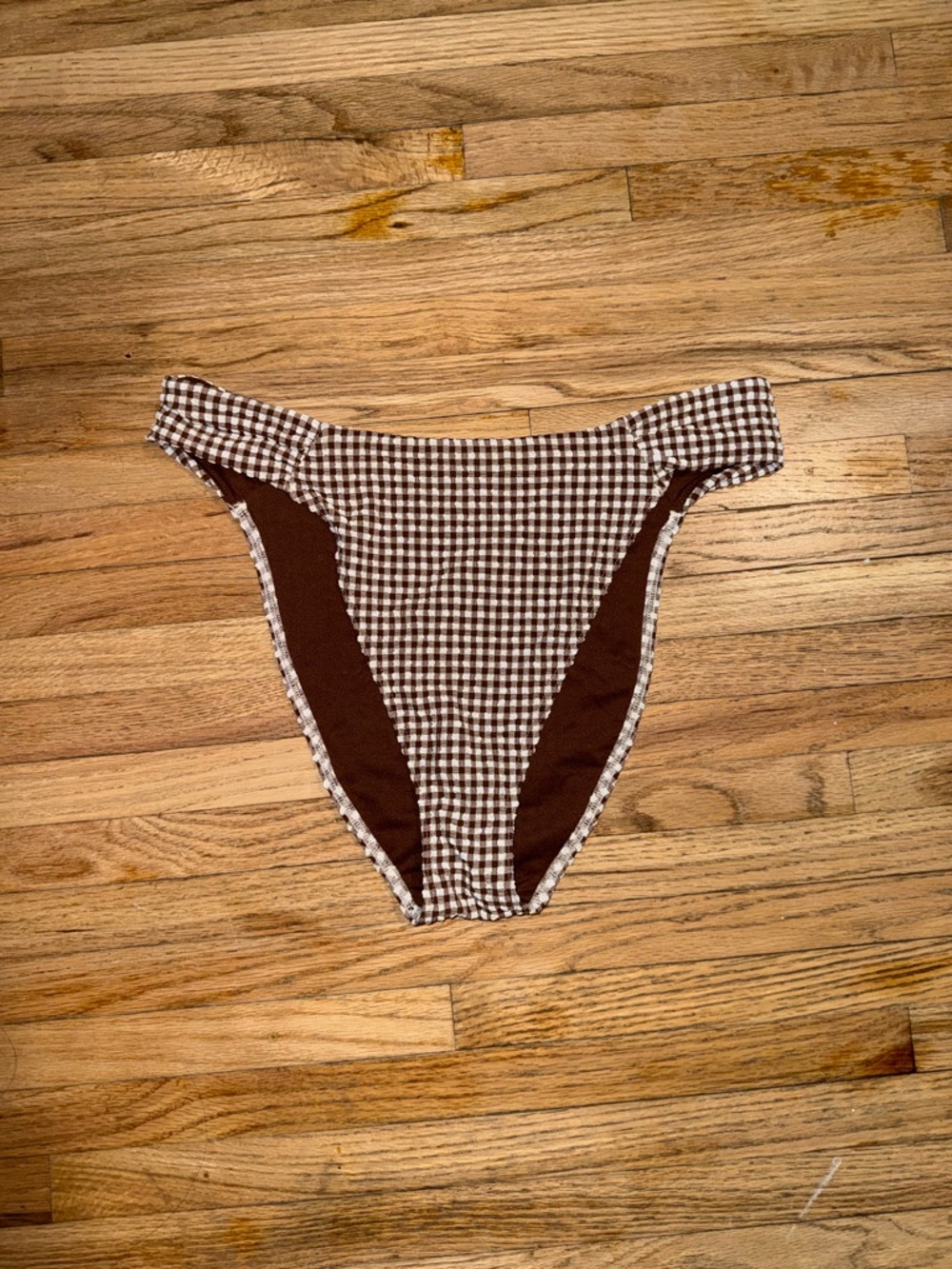 Abercrombie & Fitch Brown Gingham High-Cut Bikini moderate Bottom never worn